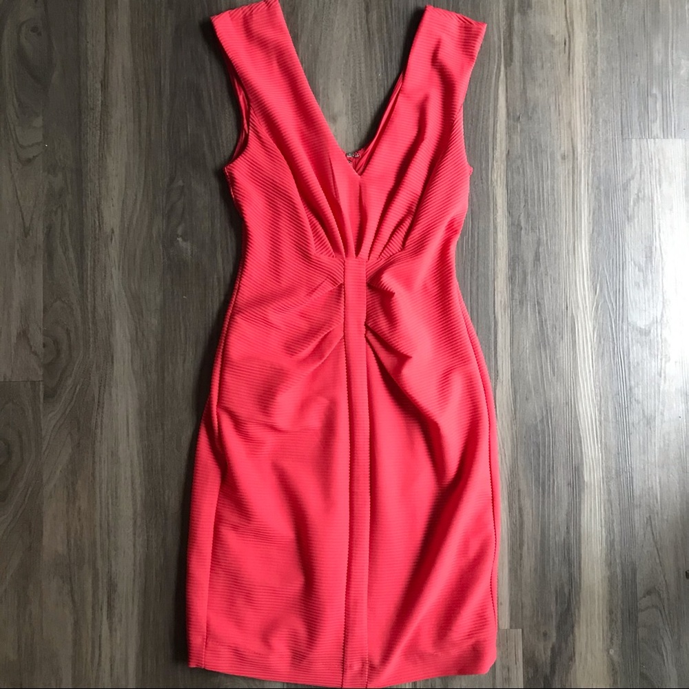BOGO Express Gorgeous Coral Fitted Dress with Zipper - Picture 2 of 8